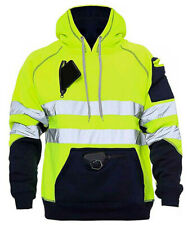 Hi Viz Vis Hochsichtbarkeitsjacke Hoodie Arbeit 3 Reißverschluss Kapuzenpullover Fleece Top