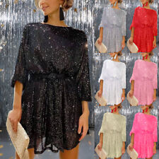 Damen Pailletten Cocktailkleid Partykleid Midikleid Elegant Abendkleid Ballkleid