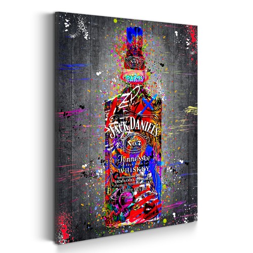 Jack whisky mit glas wandbild - glas,