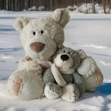 Nici Winterbären 50cm & 20cm Plüsch Weiß/Grau Bär mit Schal 