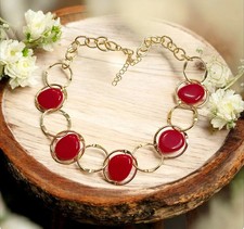  Kette Rot/Goldfarben Opulent