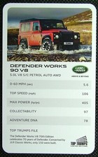 1x Infokarte Land Rover Range Rover Defender Works 90 V8 5.0L V8 S/C RR2