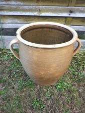 Tontopf Steinguttopf Steintopf hellbraun ca. 10 Liter mit zwei Henkel ri697