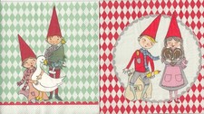 2 Lunch Papier Servietten Napkins  (F1-23) Wichtel Kinder m. Gans und Lebkuchen