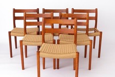 Set of 6 Niels Otto Moller Teak Dining Chairs, Model 84, 1976 – Renewed Cord