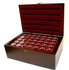 Holz-Münzkassette ink 10 Münztableaus für 350 Stk 10 Euro Münzen in Kapseln NEU!