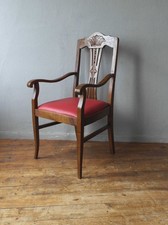 Jugendstil Art Deco Stuhl Armlehnstuhl Schreibtischstuhl  Eiche  Leder um 1900
