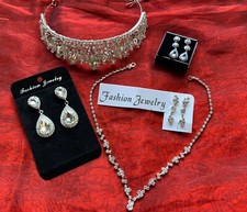 Brautschmuck Set Halskette Collier 3 x Ohrringe Ohrhänger  Hochzeit Neu
