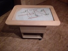 Couchtisch Buche Platte Massive Buche  Drehbar mit Glaseinlage.