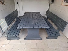 XXL Gartengarnitur  Massivholz 1x Tisch 2x Bank , 3 Barstühle und Klappstuhl