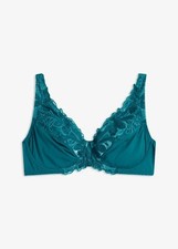 BH mit Bügel und edler Samt Stickerei Gr. 95 (C) Petrol Damen-Bra Oberteil Neu*