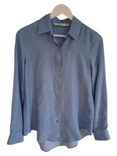ZARA Damen Hemdbluse Seide Blau Gr. 34/XS Langarm Casual Alltag