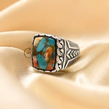 12x16 Natürlicher Edelstein 925 Sterlingsilber Herren Ring Rechteckform Schmuck