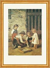 Spielende Kinder Münchner Schule 1906 von Franz Defregger 03 Gerahmt