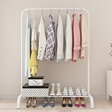 SCHWARZ/WEISS KLEIDERSTÄNDER GARDEROBENSTÄNDER KLEIDERSTANGE MIT ABLAGEN METALL