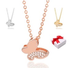 Schmetterling Anhänger Ankerkette Edelstahl Halskette Glück Damen Geschenk