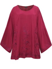 Big-Size Viskose Langarm Shirt Tunika Longshirt dunkelrot Eaonplus Gr 52 - 60 E1