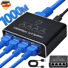 LAN Splitter 1 auf 4 Gigabit Ethernet Switch 4-Port Netzwerk Kabel Verteiler RJ4