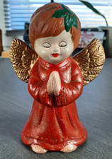 Betender Keramik Engel handbemalt ca. 15 cm hoch in rot Keramikengel Weihnachten