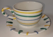 Gmundner Keramik Kaffeetasse 0,19 L Unterteller ø 15 cm 2er Set buntgeflammt Top