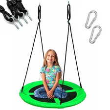 Schaukel Tellerschaukel Garten Schaukel Grün Ø 100 cm Outdoor Kinderschaukel