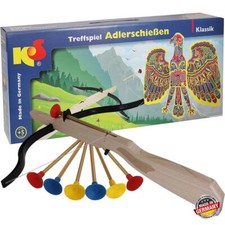 Treffspiel Adlerschießen Spielzeug aus Holz bunt mit 6 Pfeilen & Armbrust