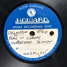 Tondokumente RUNDFUNK- Radio CBS 8.5. 1945 Victory In Europe VE-Day Truman