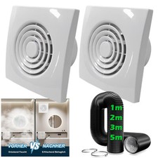 Badlüfter 100mm mit Nachlauf Timer Abluftventilator mit Rückstauklappe 100m³/h