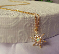 925 Silber Opal Starburst Halskette Feueropal Opal Halskette Gold Stern Kette