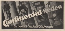 HANNOVER, Werbung 1936, Continental Reifen Fahrrad Kfz PKW