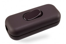 Schnur-Zwischenschalter Braun echten 3-polig mit Schutzklemme, 6 A, 250 V~ 