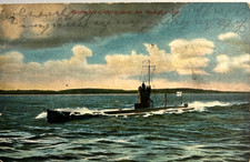 1. Weltkrieg Feldpostkarte Motiv : Deutsches U-Boot bei bewegter See vom 31.8.14