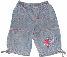 Cargohose-Jeans-Gr.74 "Whoopi" Kinder/Baby-Hose-Blau-Gummizug-Herz-Bestickt