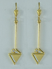 Ohr-Hänger, Ohrringe, Fantasie-Design mit Diamanten  in  Gold 333/ooo