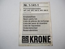 Krone AFL 242 242Z 282Z Front Scheibenmäher Ersatzteilliste