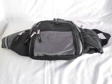 Schöne Große Bauchtasche Schwarz Gürteltasche mit 4 Taschen und Getränkehalter