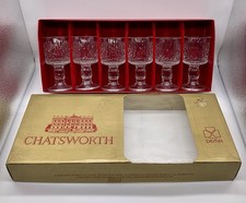 Vintage Dema Chatsworth Sherry Port Gläser mit feinem Rand - 6er Set in Box