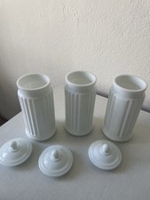 3 Vorratsdosen mit Deckel – Vintage Milchglas / Opalglas – weiß, gerippt