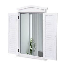 B-Ware Wandspiegel Spiegelfenster mit Fensterläden, 71x46x5cm shabby weiß