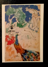 1 Postkarte, Pablo Picasso, Akt mit Frau  und Pfau, Zeichnung, Neu
