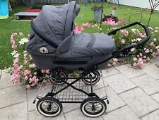Trille Hippa Grau Melange Dänischer Kinderwagen viel Zubehör