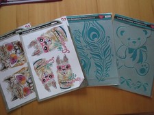 Color-Bügeltransfers Lama & 2 Laser-Schablonen Bär & Federn