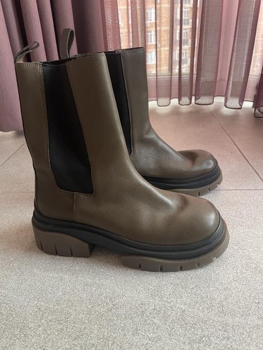 Women ash boots - khaki, leather