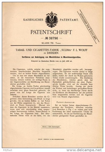 Original patentschrift tabak - original,