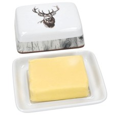 Alois Butterdose mit Deckel rechteckig für 250g Butter-Schale Hirsch Porzellan 