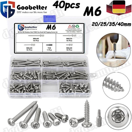 40tlg blechschrauben set - 40tlg, m6