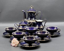 prunkvolles Mokkaservice Moccaservice SMM Atelierkunst Porzellan Kobalt #KA199