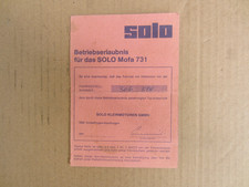Betriebserlaubnis SOLO Mofa 731