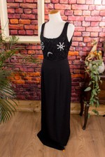 Vintage Abendkleid lang schwarz Perlen schmal Abendmode Kleid S