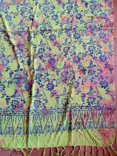 Sarong,Pareo,Wickeltuch,Strandtuch,grün/blau/orange,Sommer,Bali, Blumen,Beach